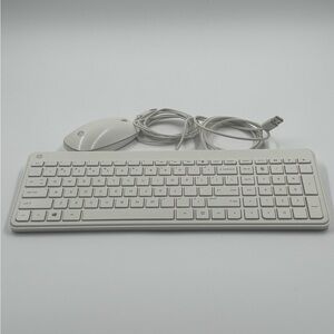 HP White Wired Keyboard and Mouse Set - Used - Great Working Condition